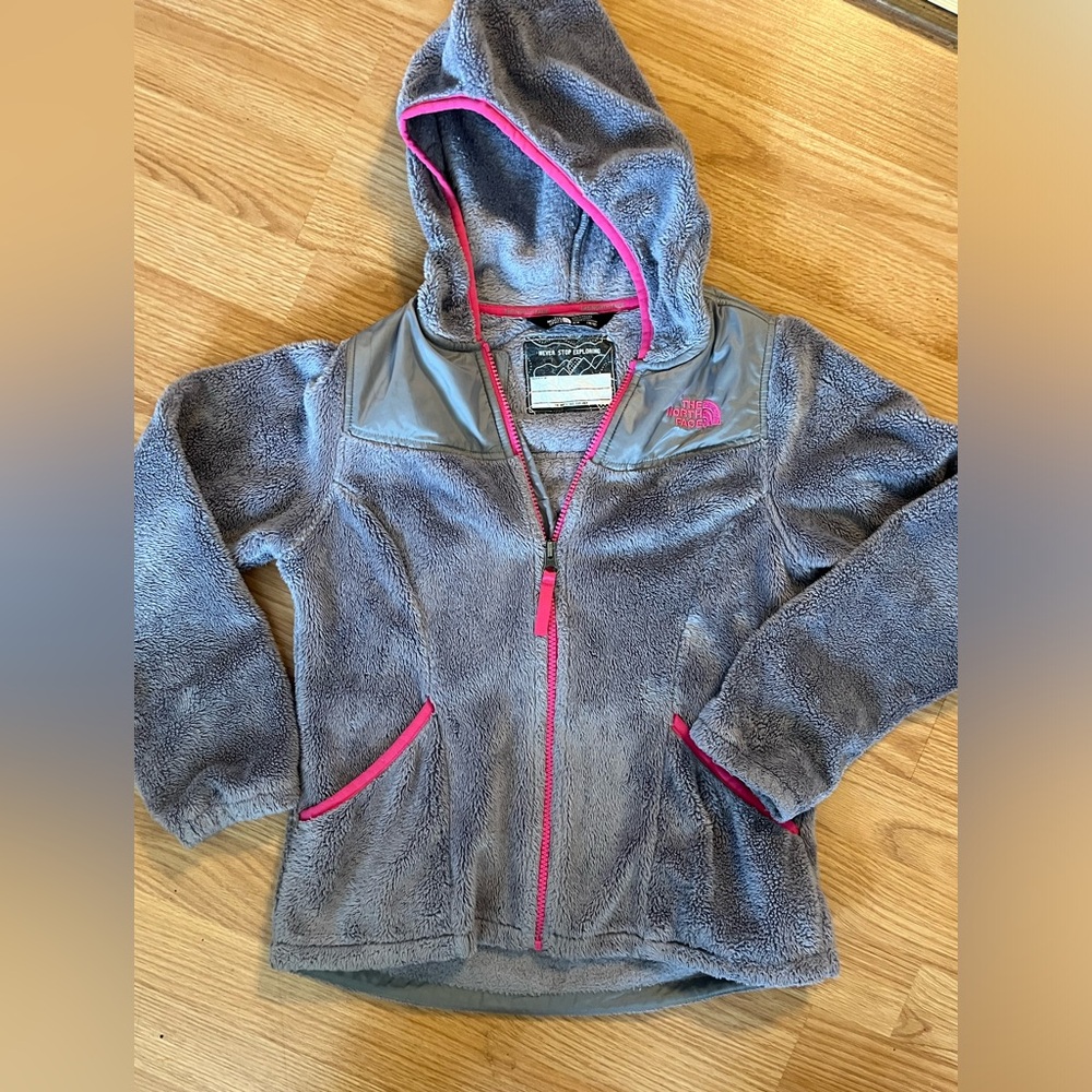 The North Face Gray & Pink Fleece Jacket‎ Size M 10/12